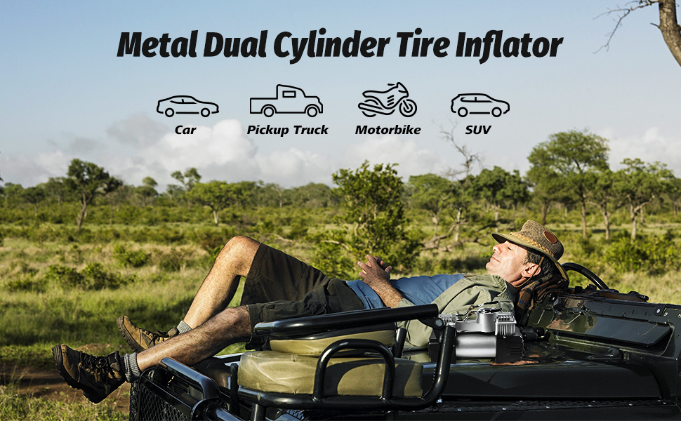 Heavy Duty Διπλό Κομπρεσέρ Αέρος 12V με 2 Κυλίνδρους Αυτοκινήτου 85 lt/min 150PSI με Μανόμετρο & Θήκη Μεταφοράς 628 4x4 - Air Compressor 